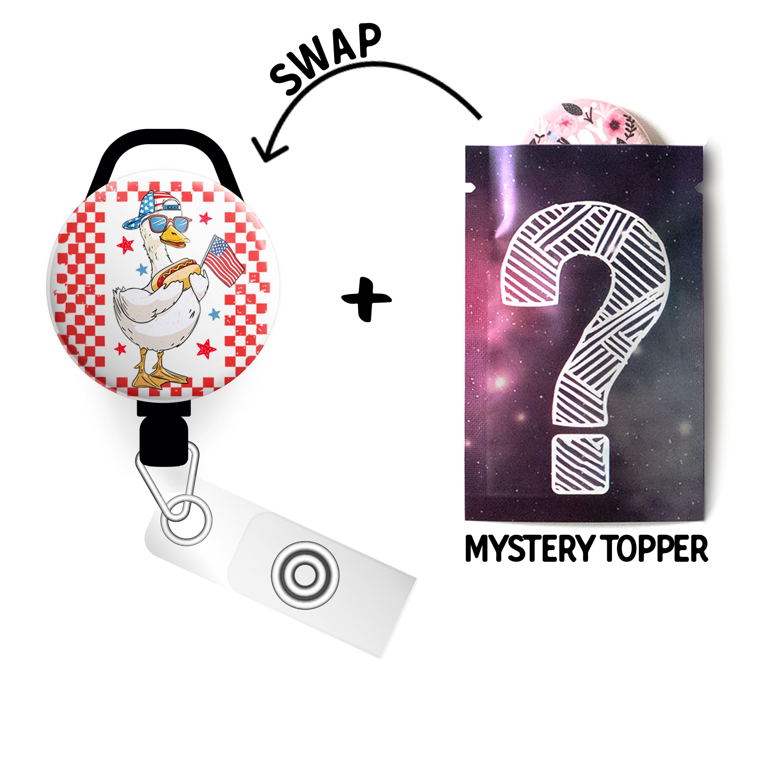 Hotdog Goose Picnic Party Swapfinity Retractable ID Badge Reel - - Topperswap