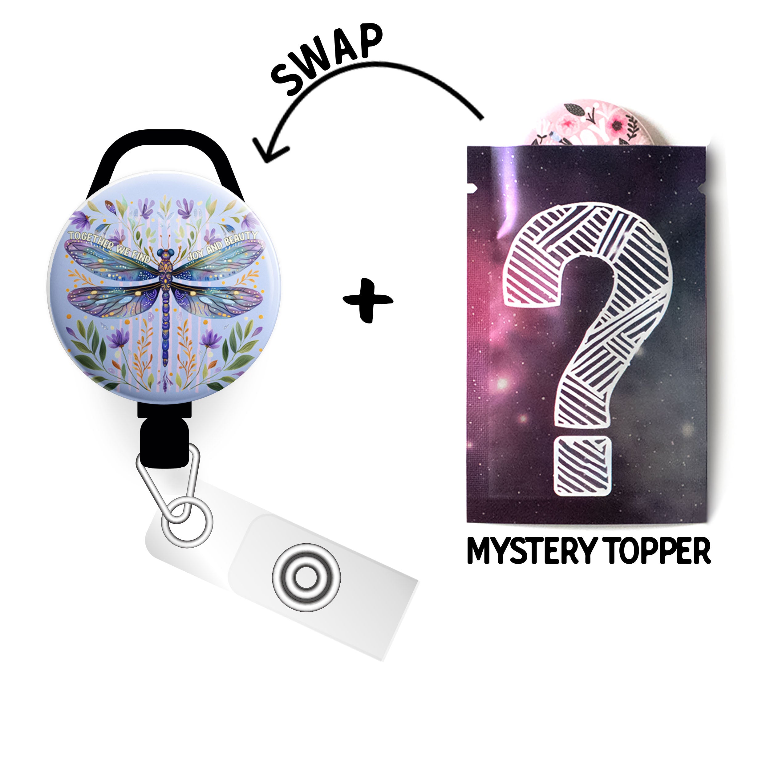 Starfish Splash Swapfinity Retractable ID Badge Reel - - Topperswap