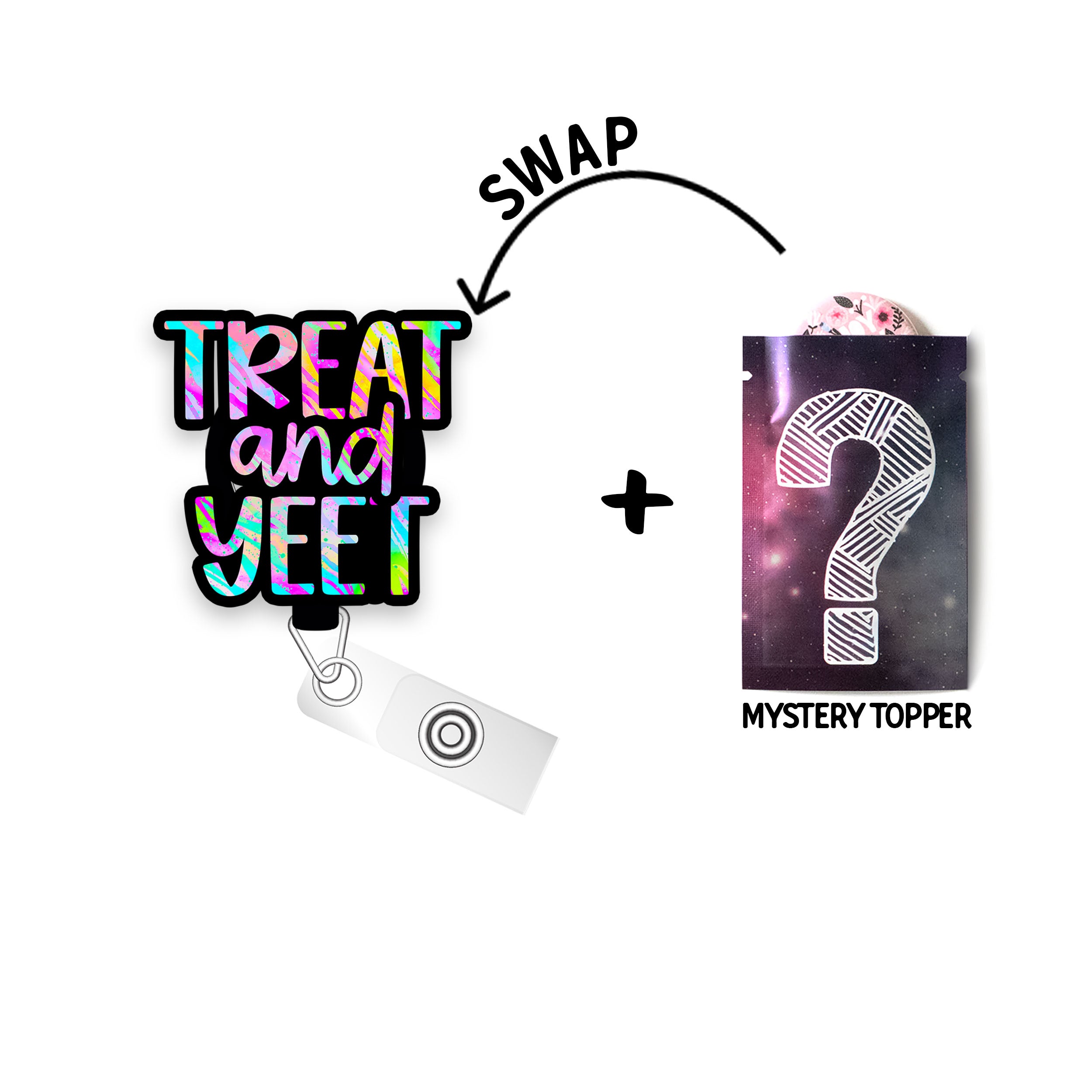 Treat and Yeet Pop Topper Swapfinity Retractable ID Badge Reel - - Topperswap