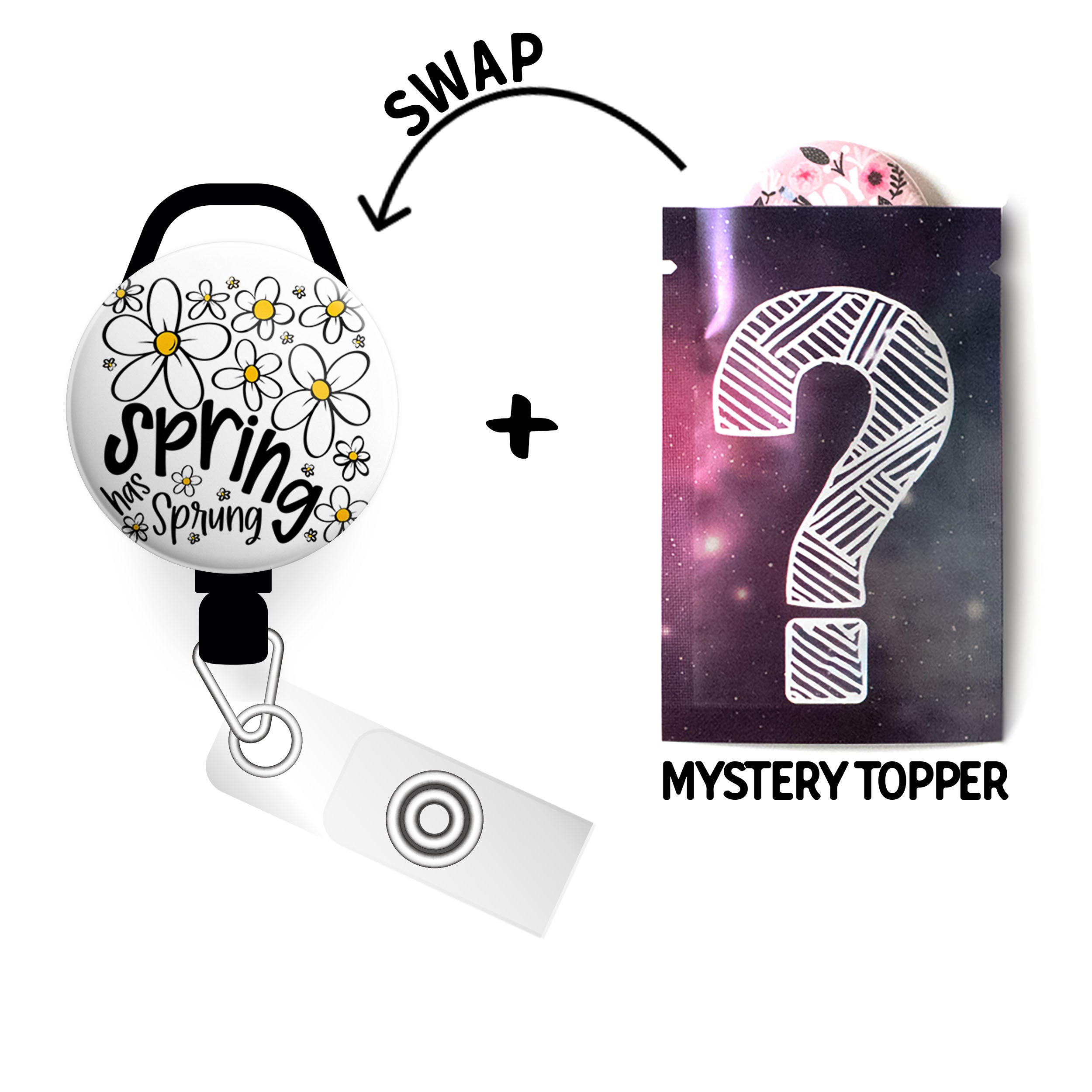 Spring Has Sprung Swapfinity Retractable ID Badge Reel - - Topperswap