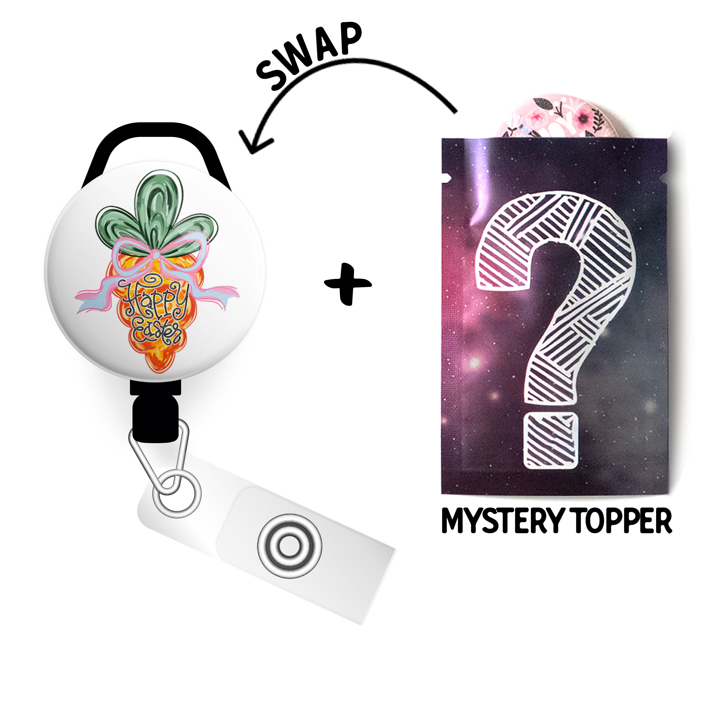 Happy Easter Carrot Swapfinity Retractable ID Badge Reel - - Topperswap