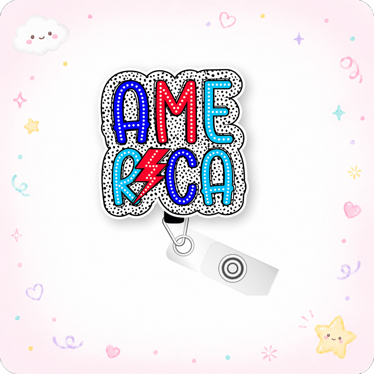 Electric AMERICA Pop Topper Swapfinity Retractable ID Badge Reel - - Topperswap