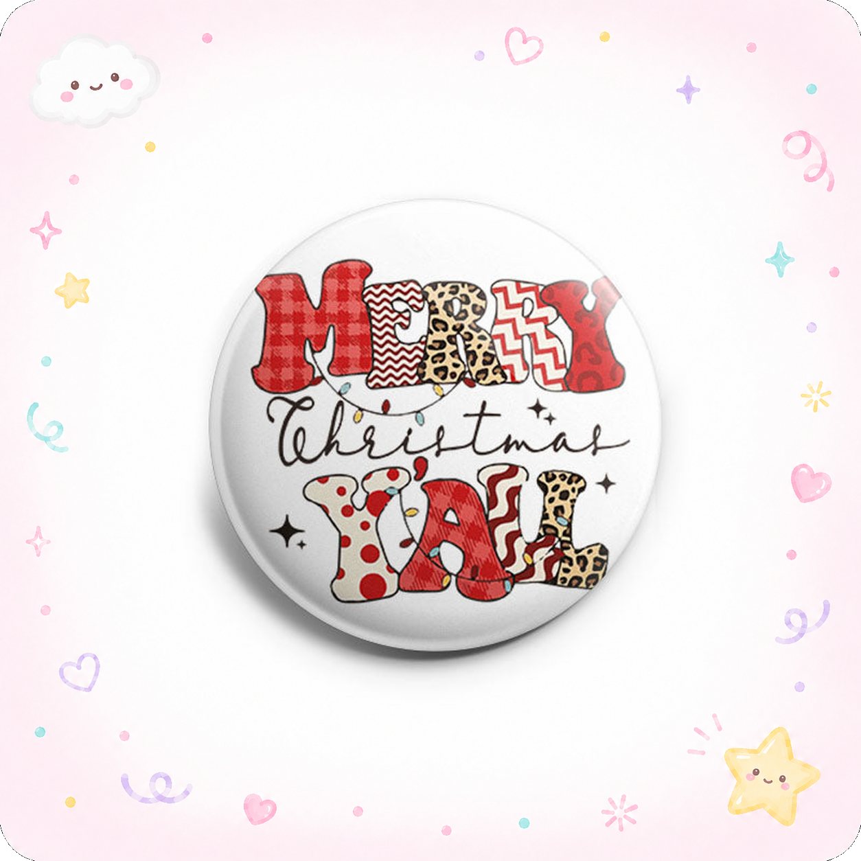 Merry Christmas Y'all Winter Pattern Topper - - Topperswap
