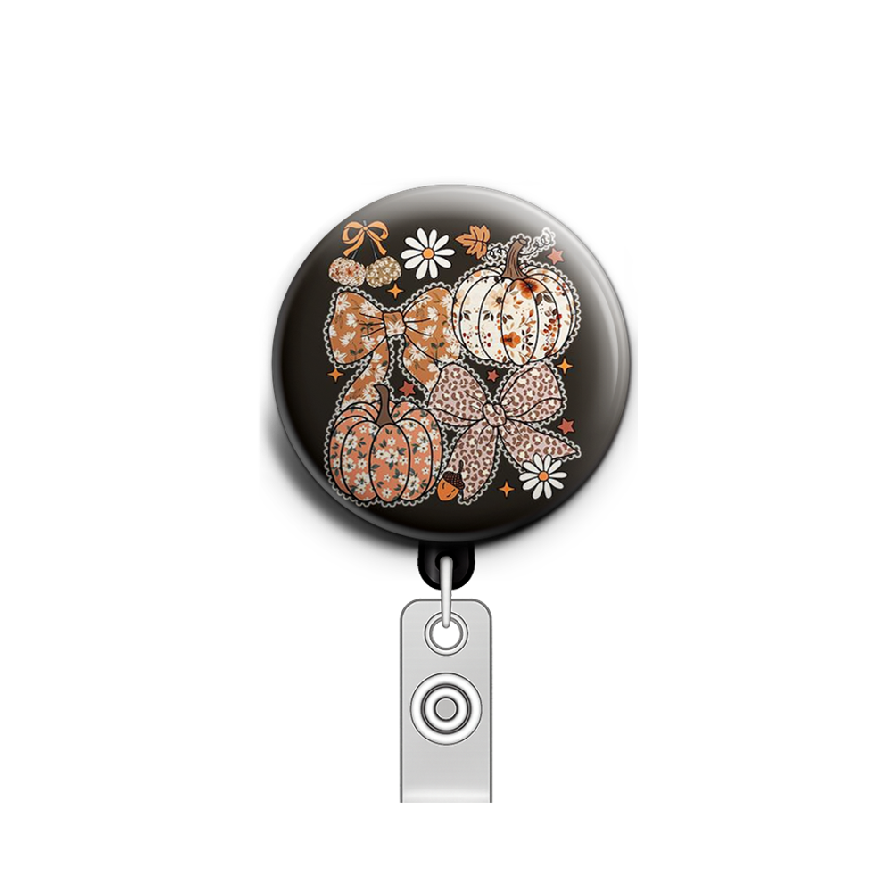 Pumpkin Spice Swapfinity Retractable ID Badge Reel - - Topperswap