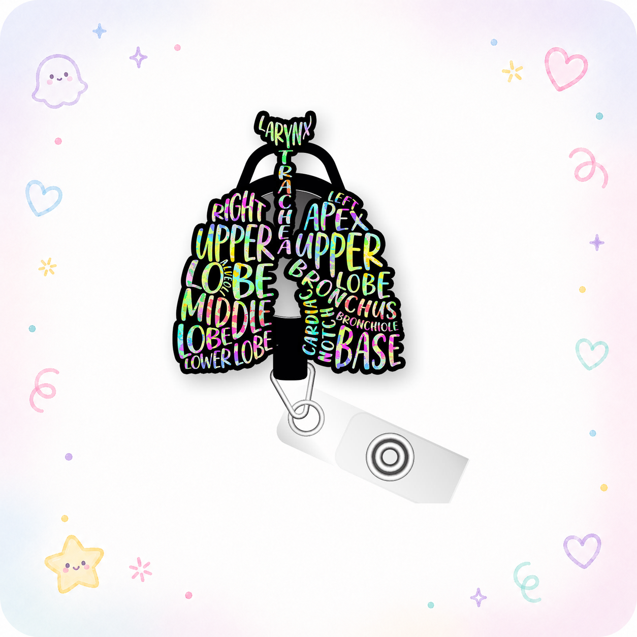 Lungs Anatomy Pop Topper Swapfinity Retractable ID Badge Reel - - Topperswap