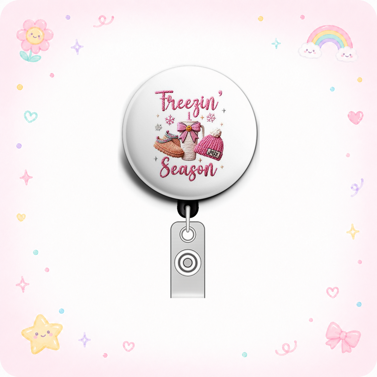 Frosty Fun Swapfinity Retractable ID Badge Reel - - Topperswap