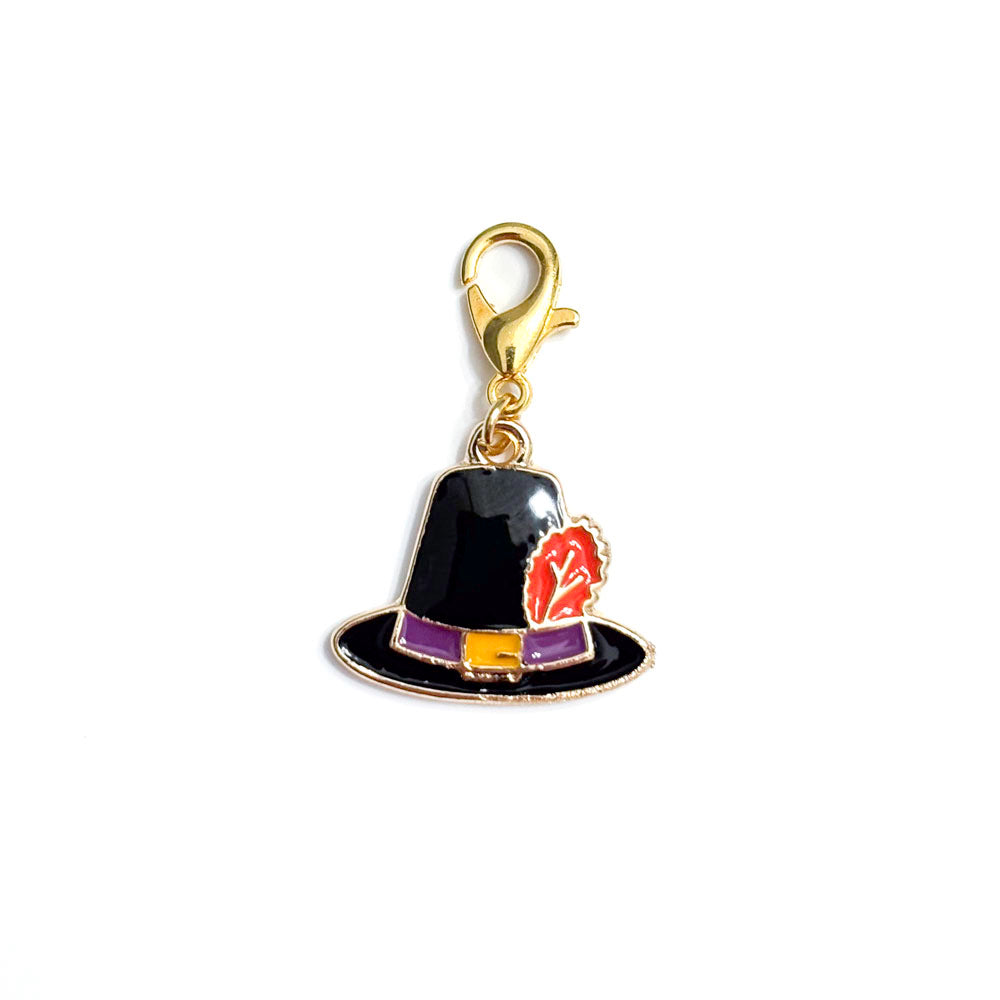 Shimmering Pilgrim's Hat Charm Swapfinity Badge Reel Add-on - - Topperswap