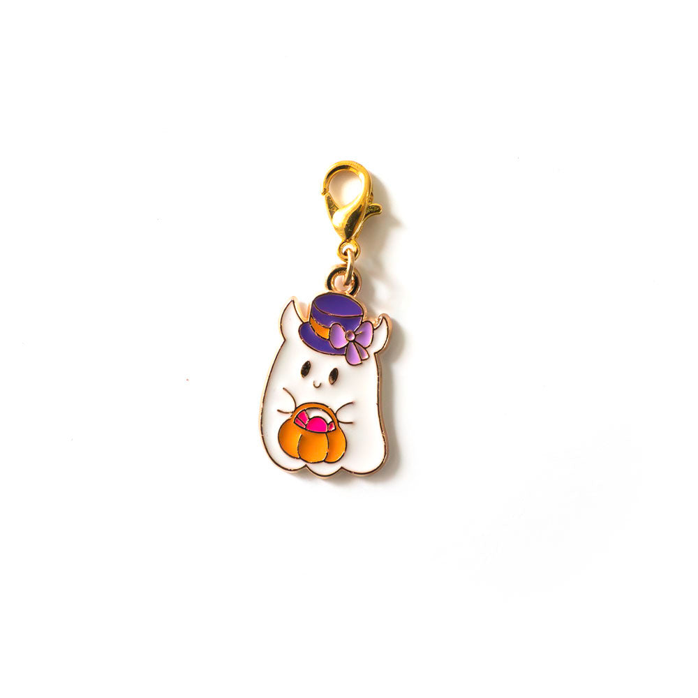 Elegantly Eerie Trick-or-Treater Ghost Charm Swapfinity Badge Reel Add-on - - Topperswap