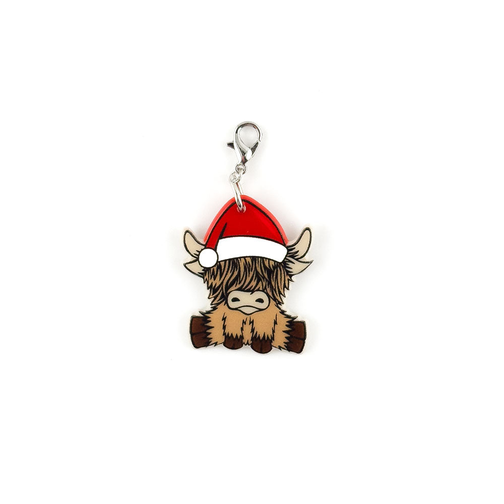 Highland Holiday Cow Charm Swapfinity Badge Reel Add-on - - Topperswap