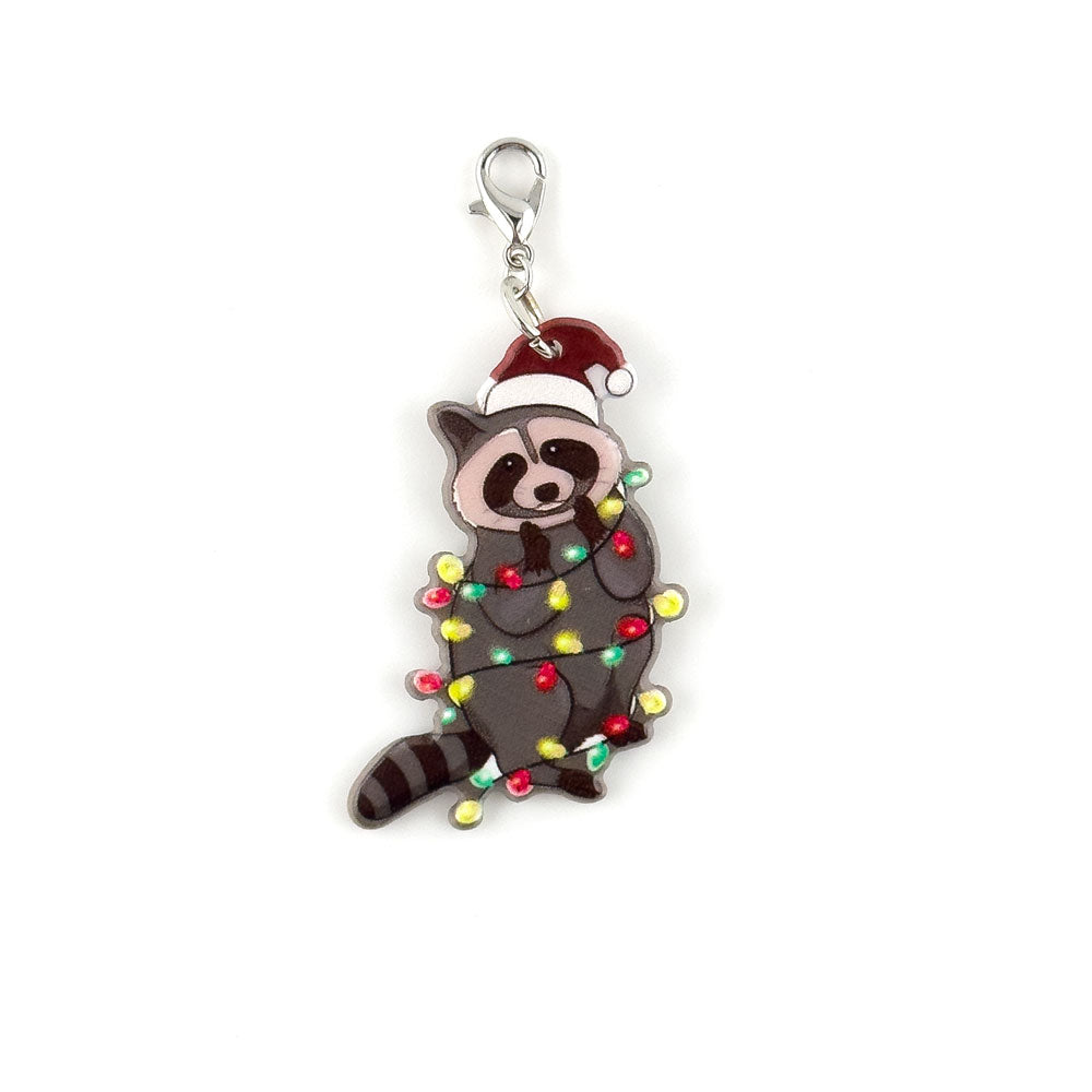 Wrapped Up Raccoon Charm Swapfinity Badge Reel Add-on - - Topperswap