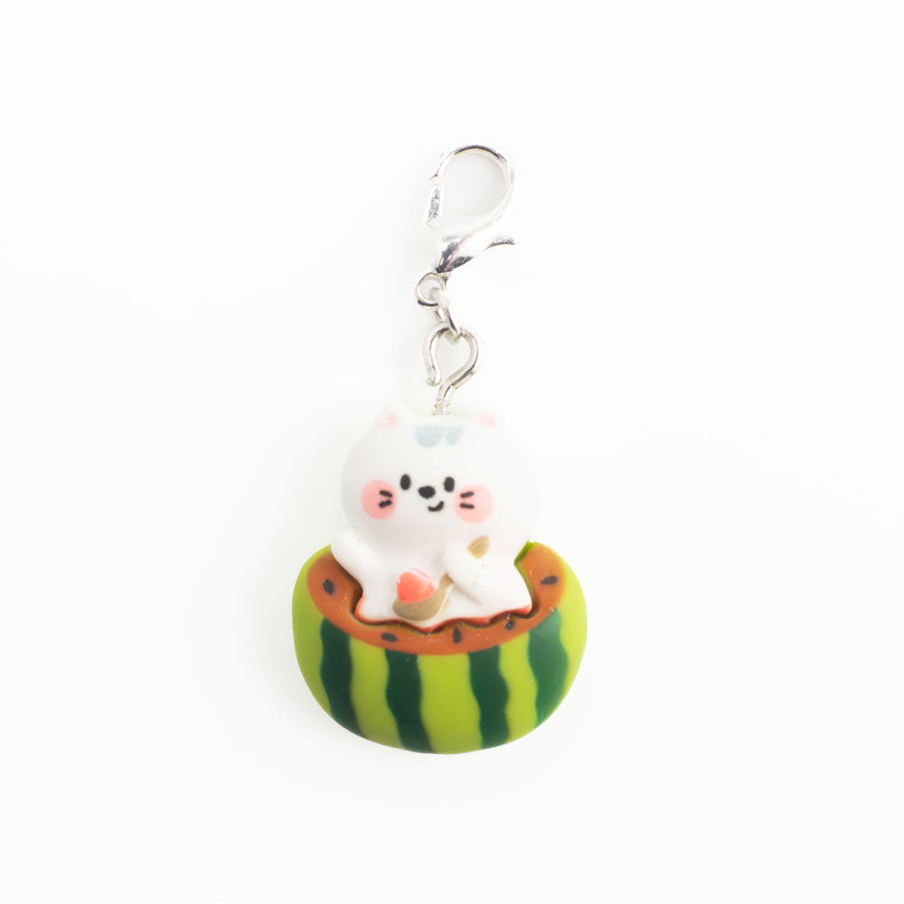 Peak a Boo Watermelon Cat Charm Swapfinity Badge Reel Add-on - - Topperswap