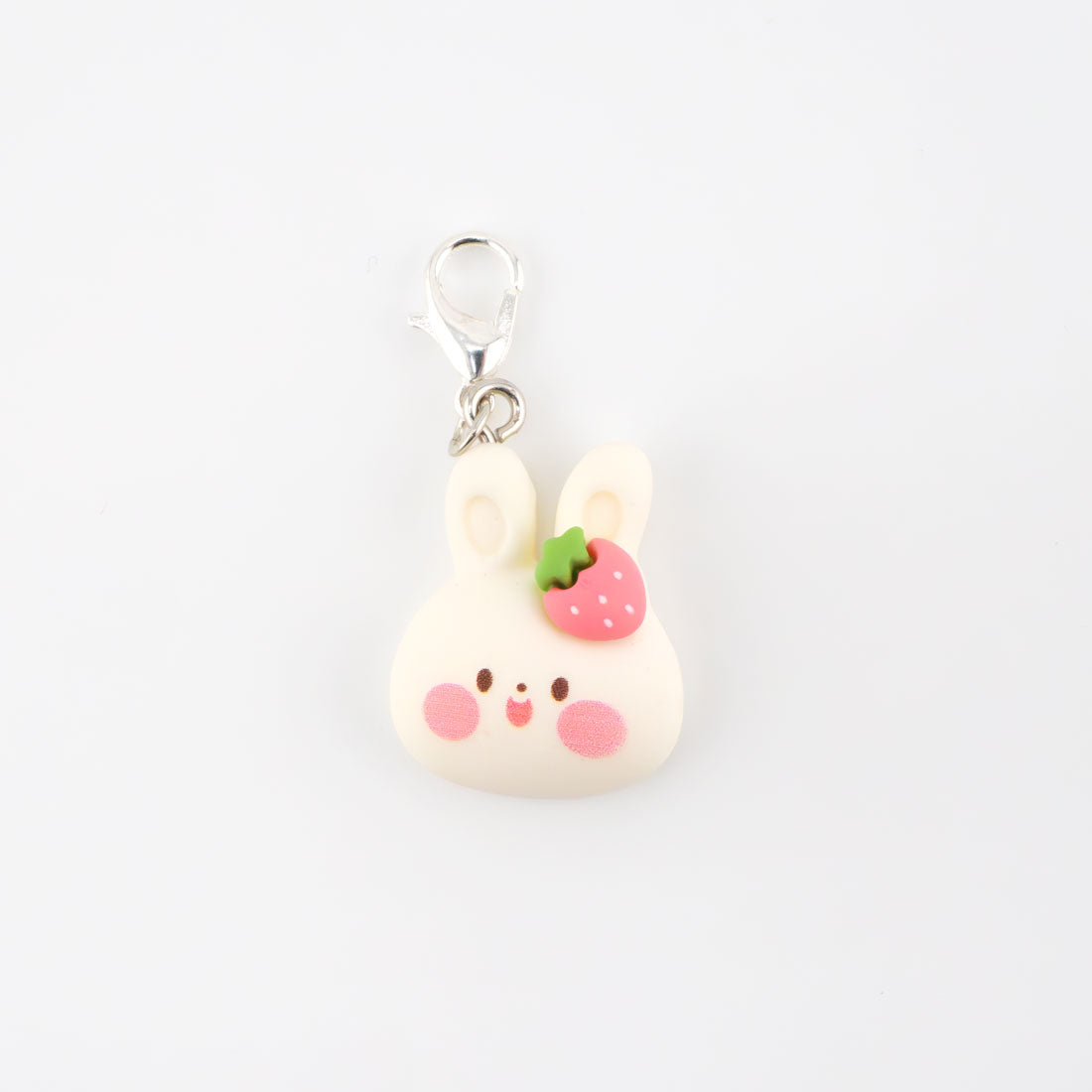 Kawaii Bunny Face Strawberry Badge Reel Add-on - - Topperswap