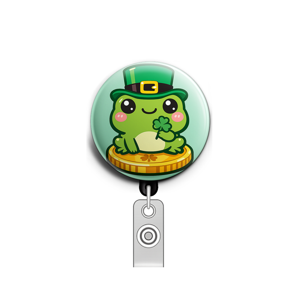Leprechaun Frog Kawaii 🐸🍀 Swapfinity Retractable ID Badge Reel - - Topperswap