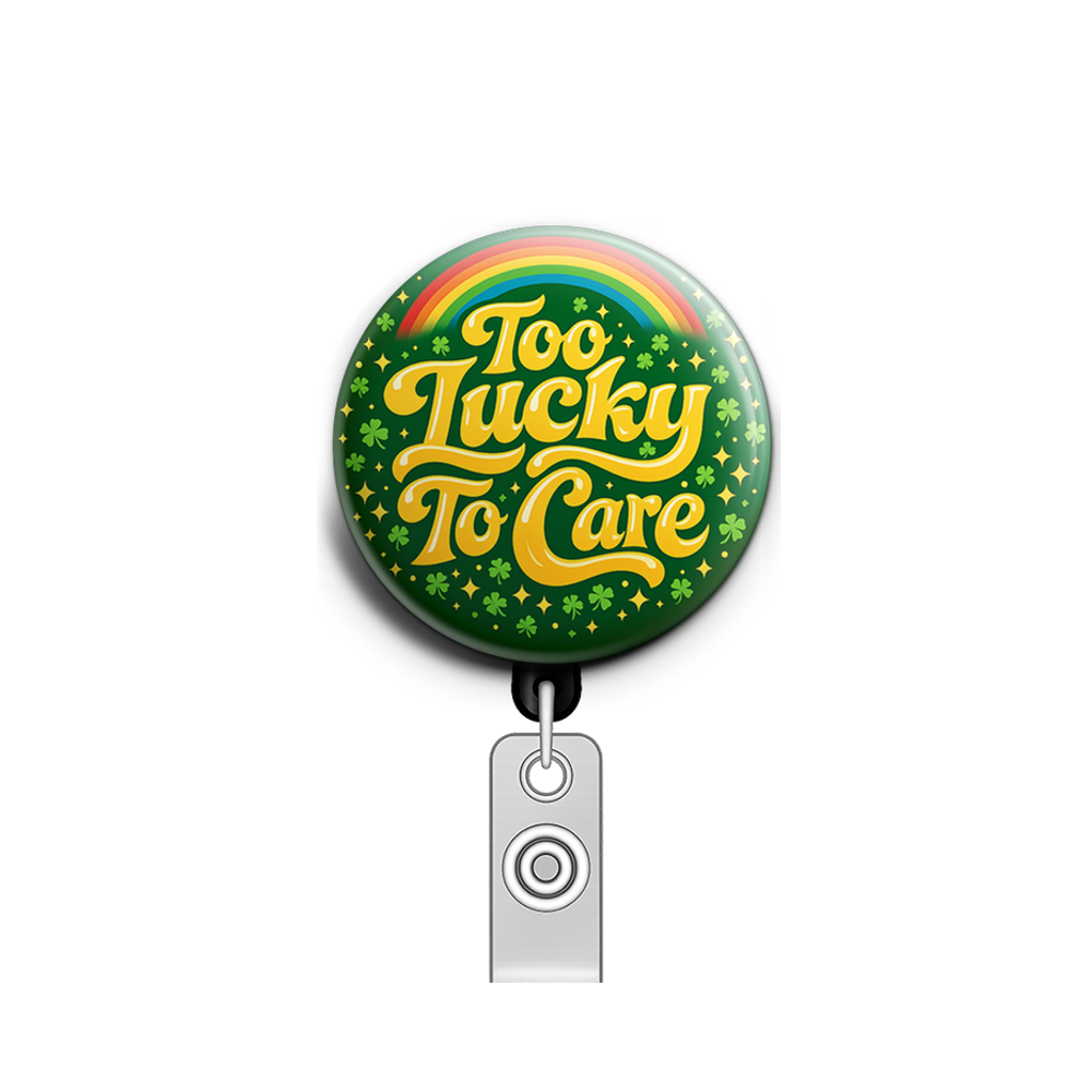 Too Lucky To Care Swapfinity Retractable ID Badge Reel - - Topperswap