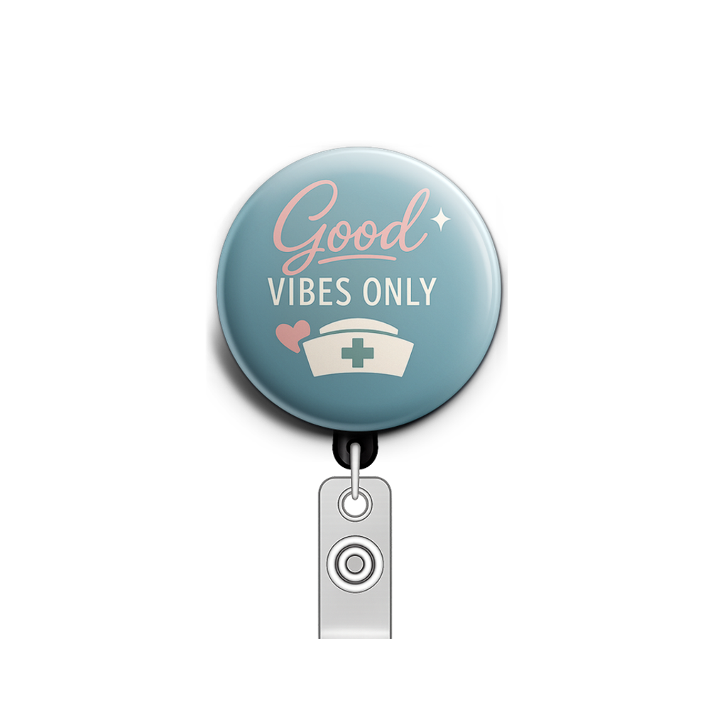Good Vibes Only Swapfinity Retractable ID Badge Reel - - Topperswap