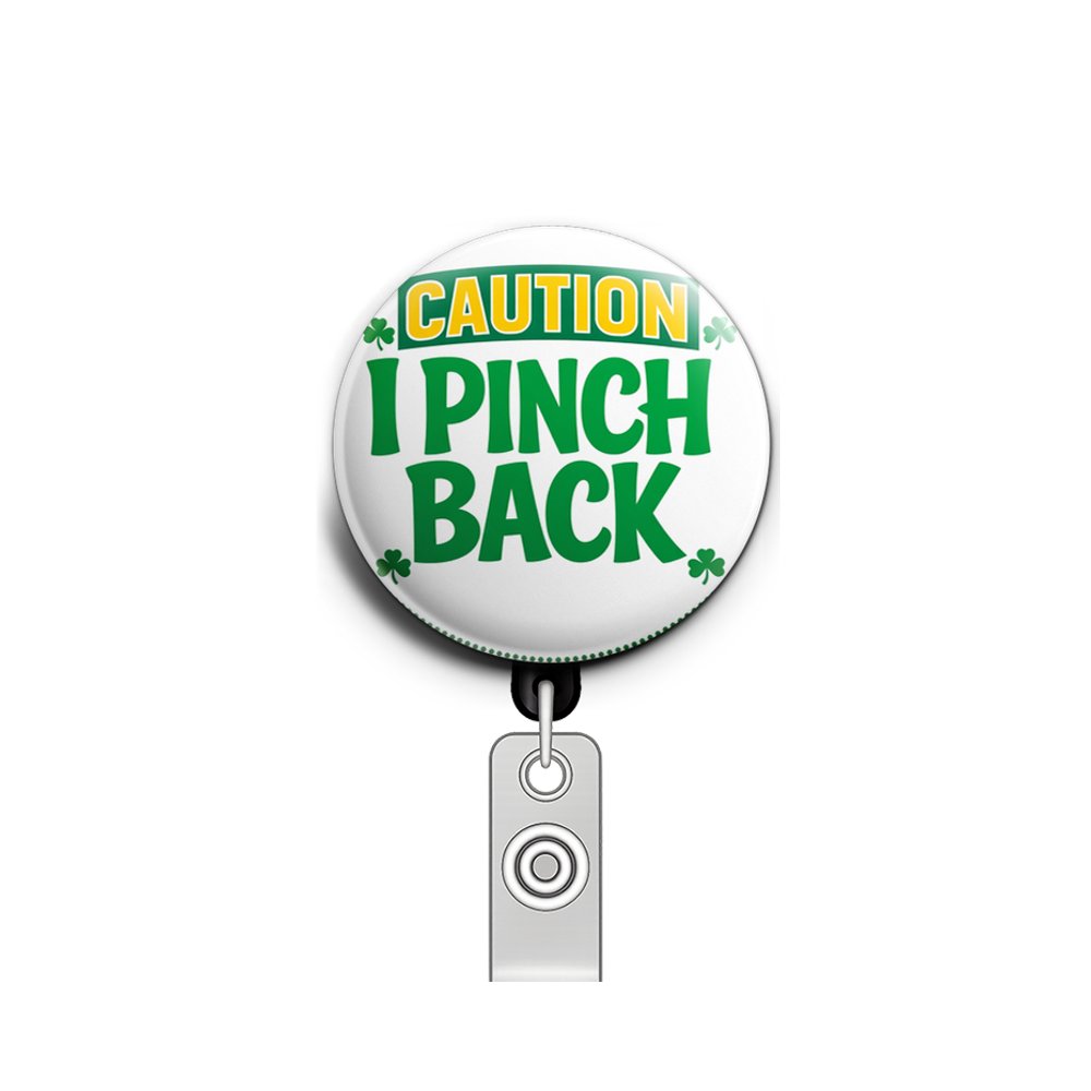 Caution I Pinch Back Swapfinity Retractable ID Badge Reel - - Topperswap