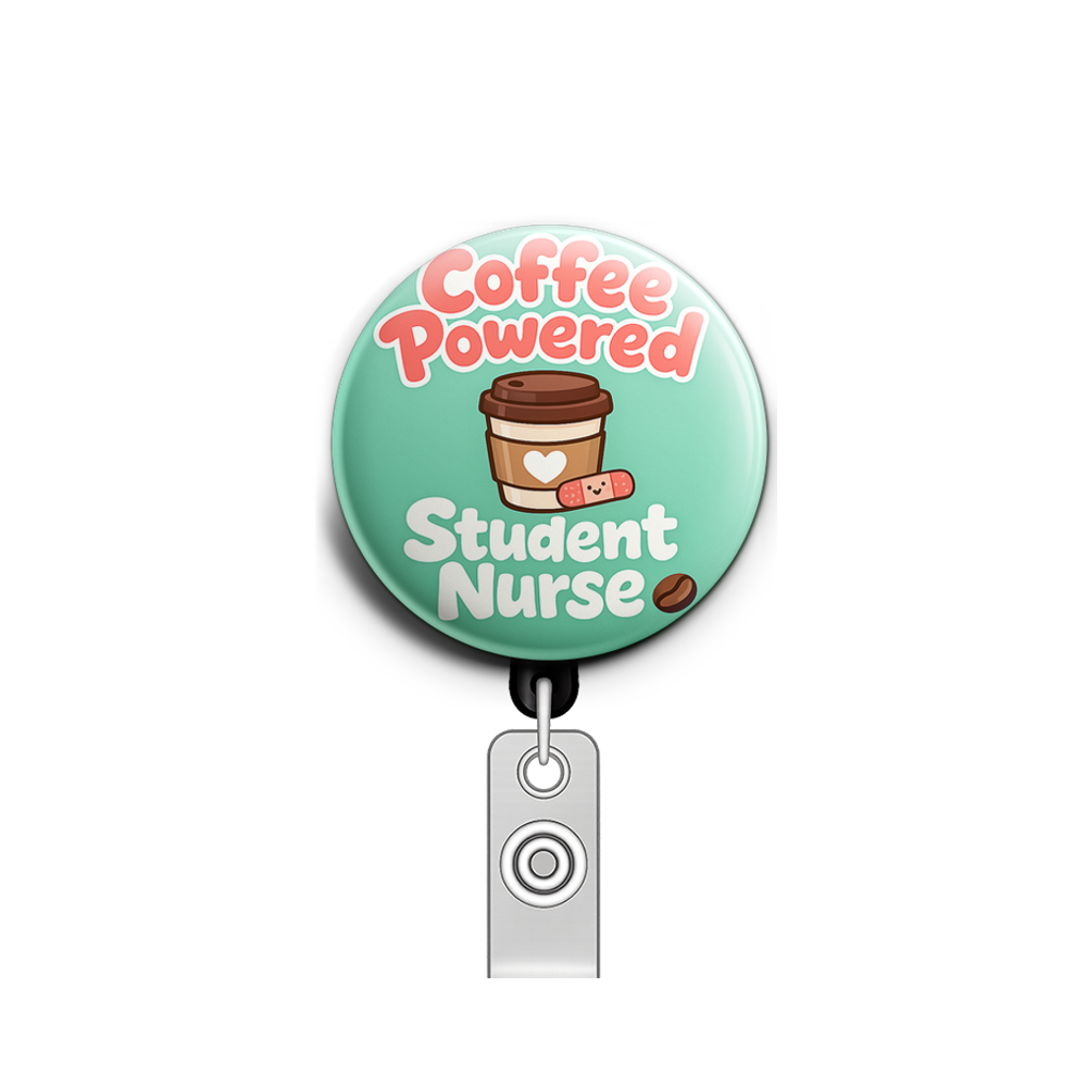 Coffee Powered Student Nurse Swapfinity Retractable ID Badge Reel - - Topperswap