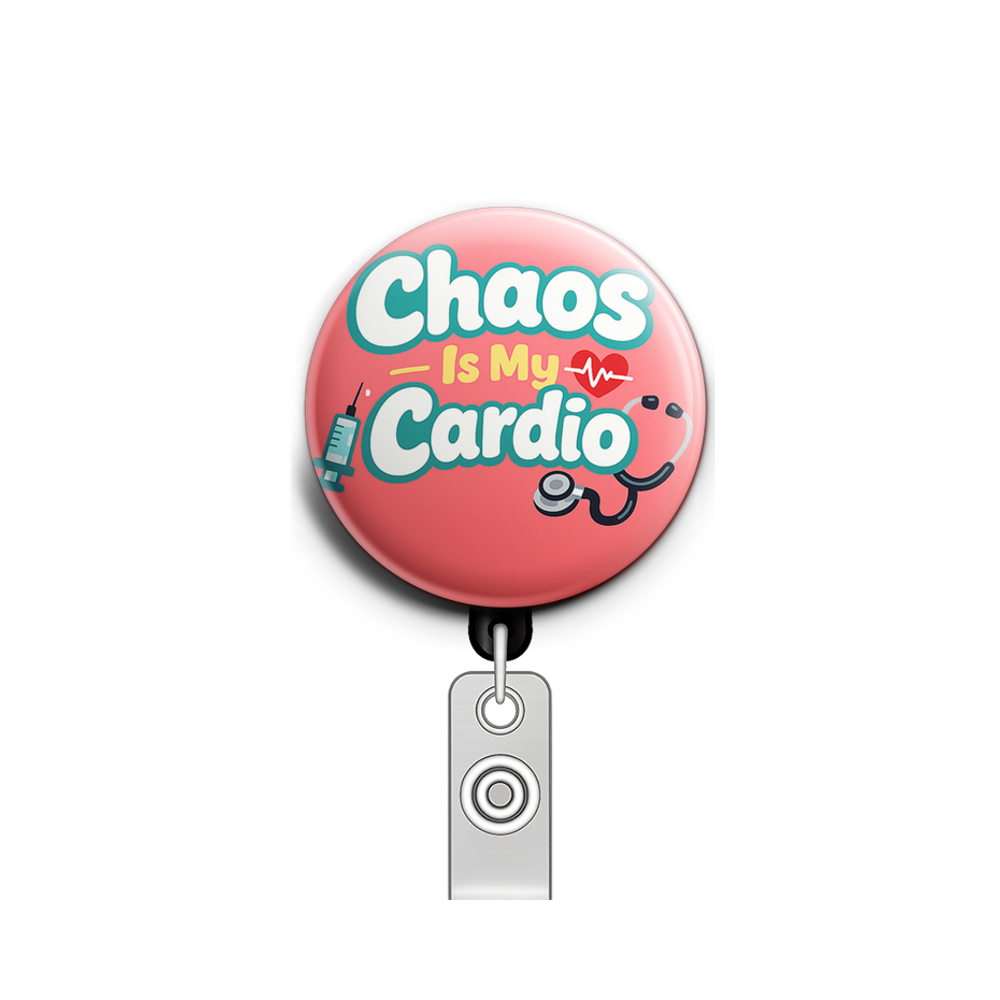 Chaos Is My Cardio Swapfinity Retractable ID Badge Reel - - Topperswap