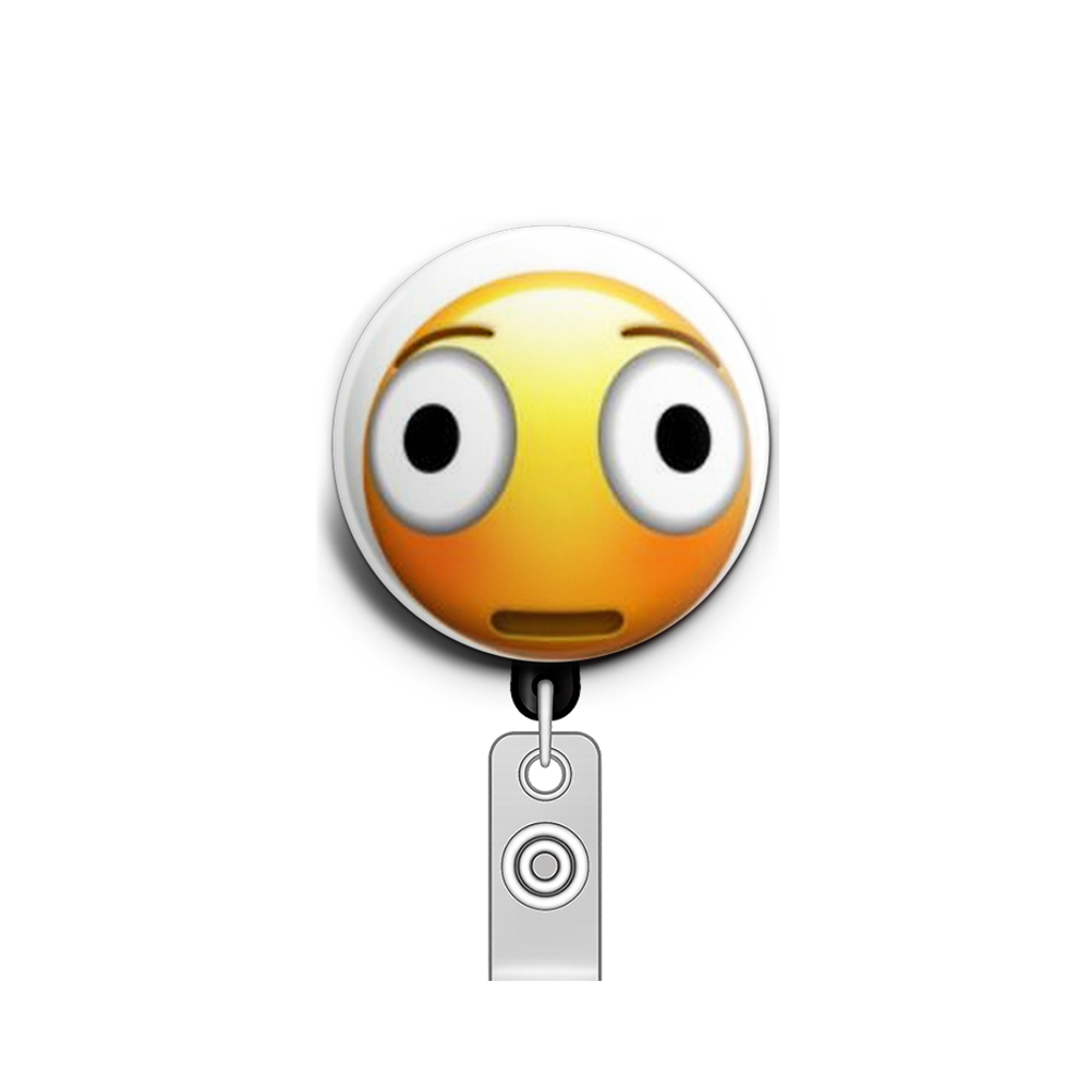 Flushed Face Emoji Swapfinity Retractable ID Badge Reel - - Topperswap