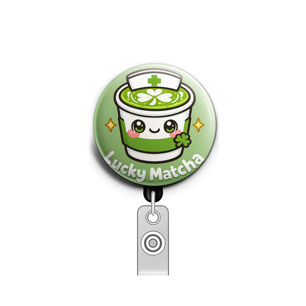 Lucky Matcha Nurse Swapfinity Retractable ID Badge Reel - - Topperswap