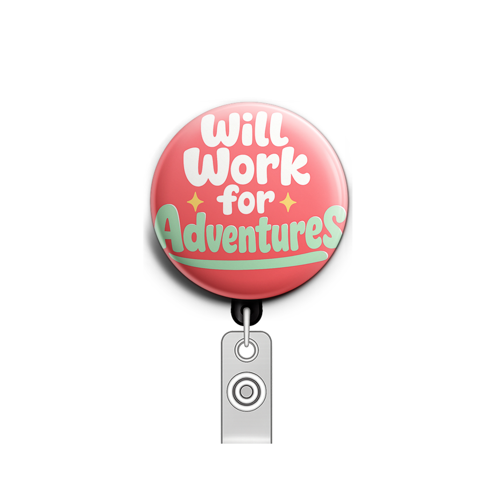Will Work for Adventures Swapfinity Retractable ID Badge Reel - - Topperswap