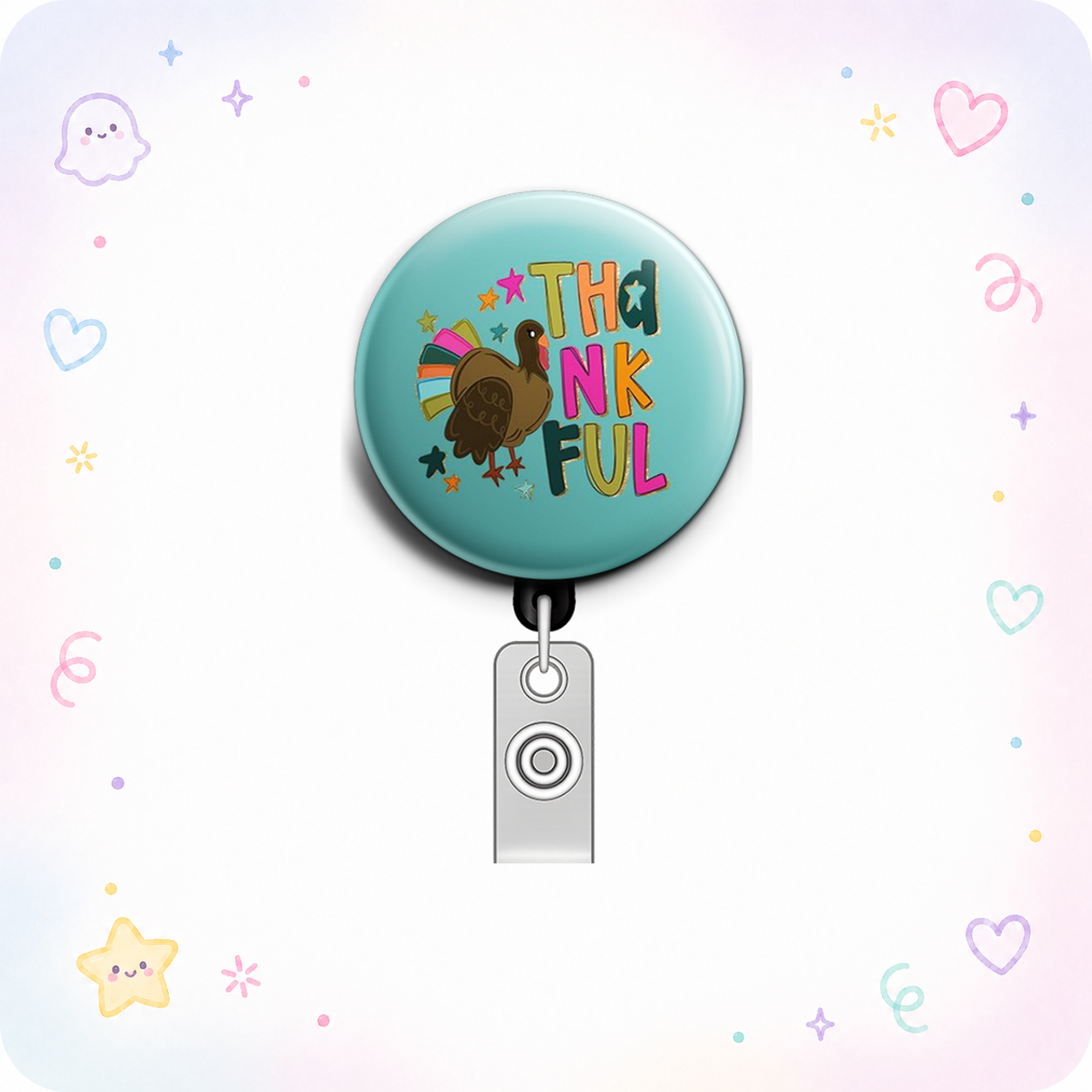 Thankful Turkey Swapfinity Retractable ID Badge Reel - - Topperswap