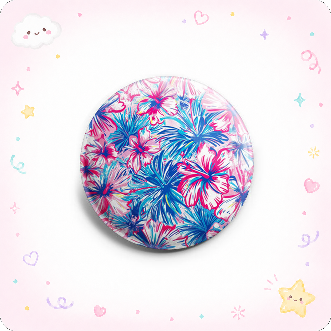 Stars & Stripes Floral Fireworks Watercolor Topper - - Topperswap