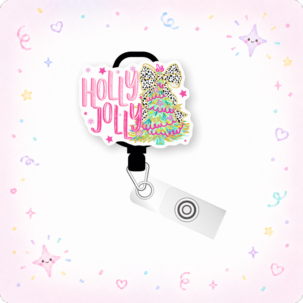 Holly Jolly Christmas Pop Topper Swapfinity Retractable ID Badge Reel - - Topperswap