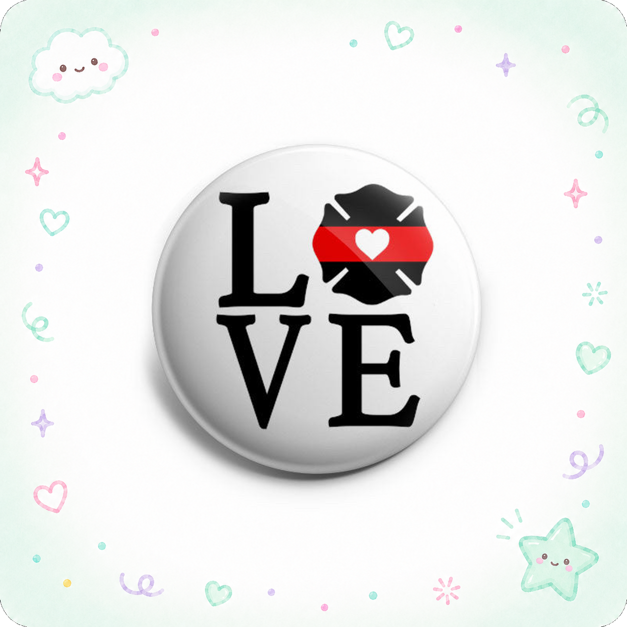 Thin Red Line of Courage LOVE Emblem Topper - - Topperswap