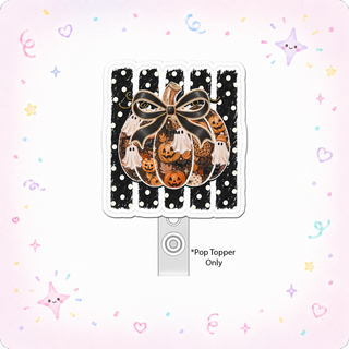 Polka Dot Pumpkin Bow Pop Topper