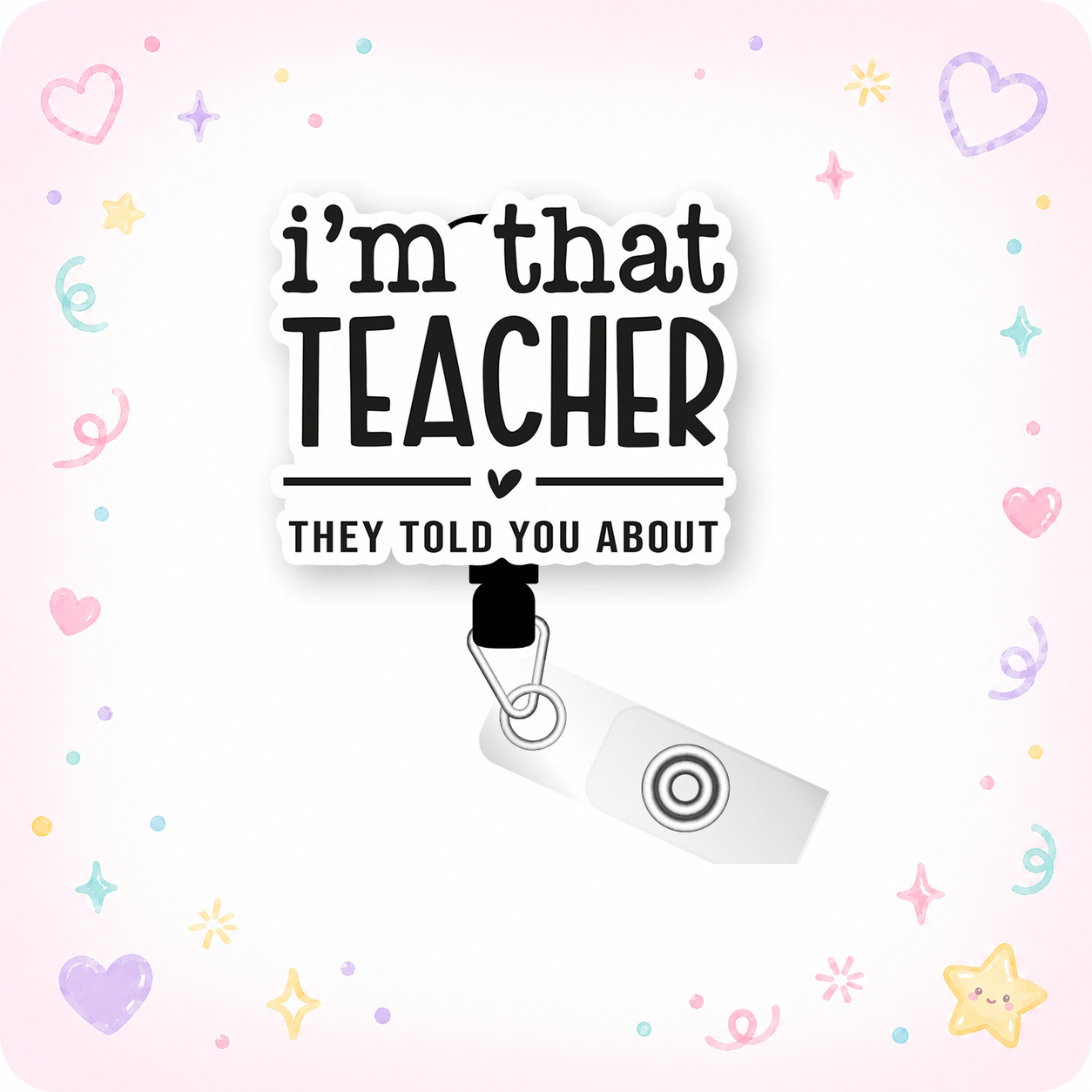 That Teacher Pop Topper Swapfinity Retractable ID Badge Reel - - Topperswap