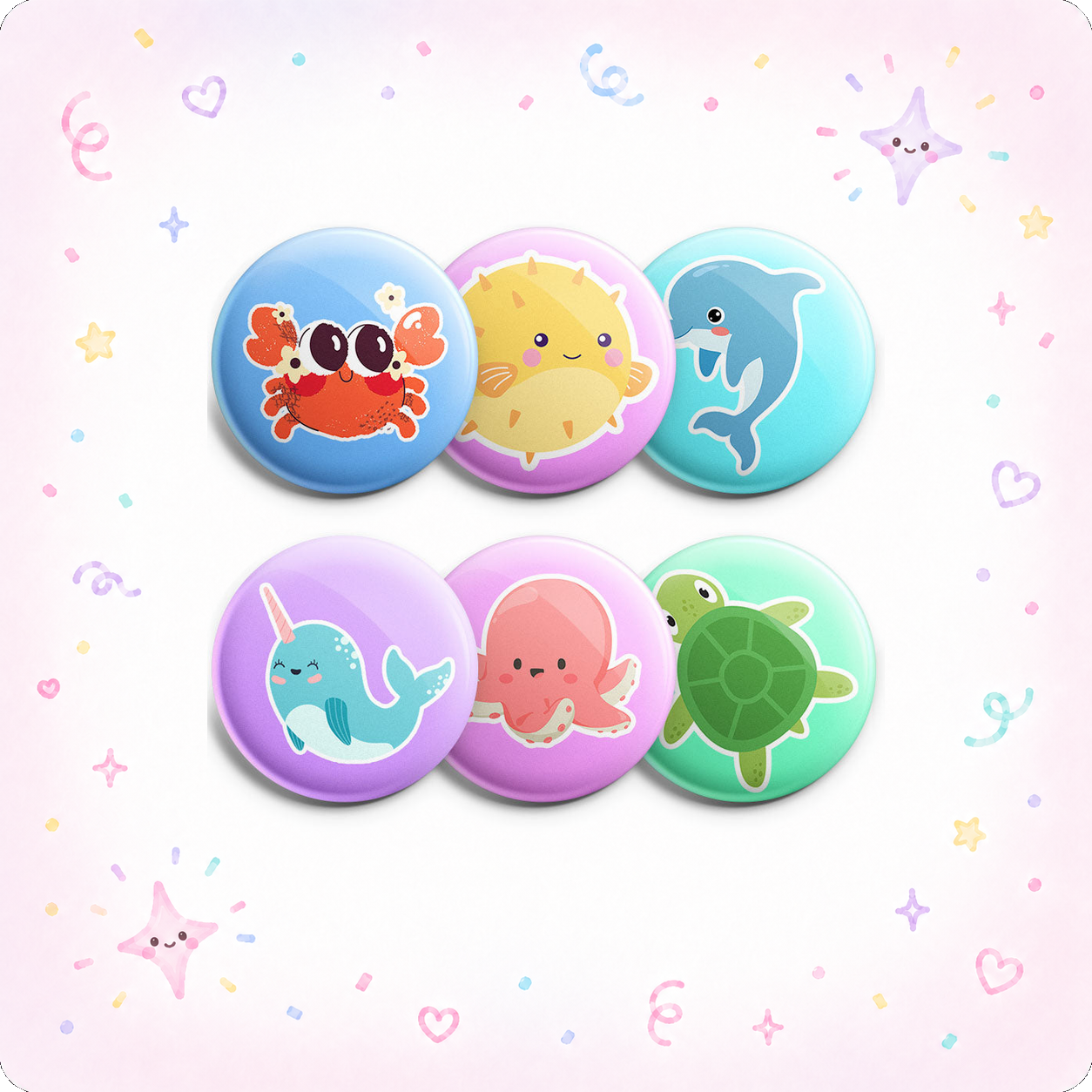 Sea Creatures Topper 6-Pack (Save 15%) - - Topperswap