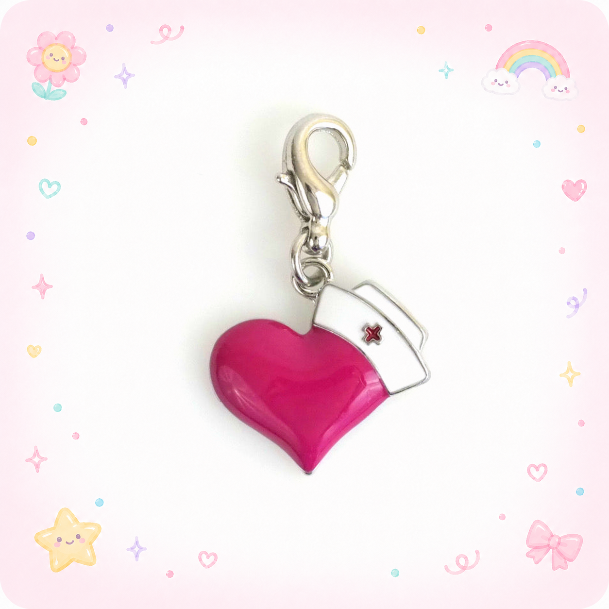 Pink Nurse Hat Badge Reel Pendant Add-on - - Topperswap