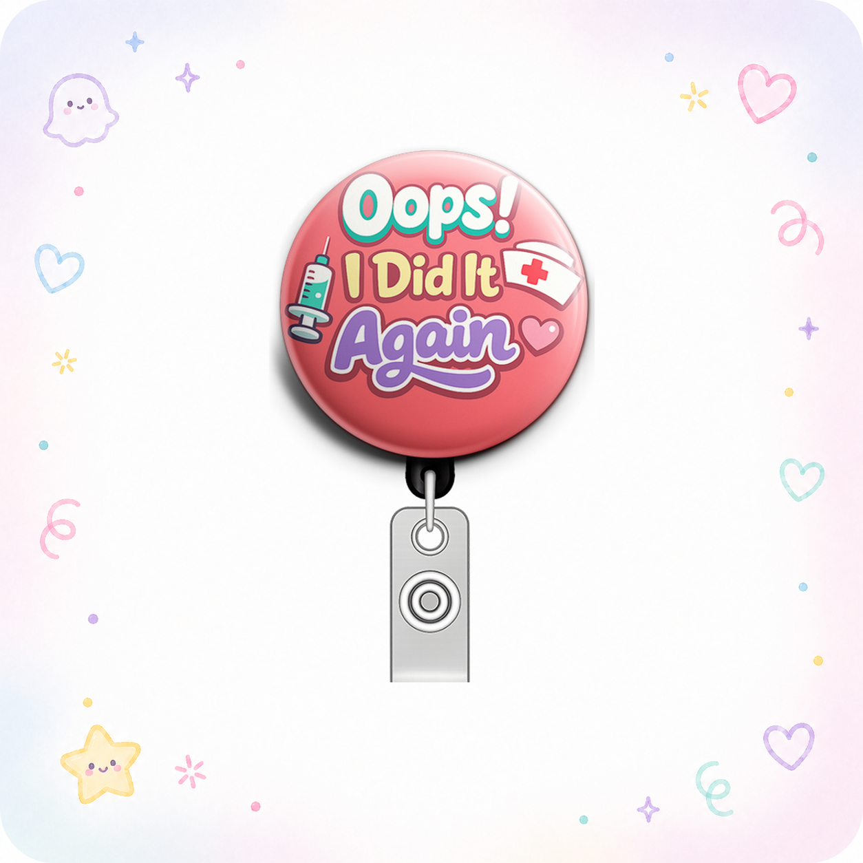 Oops I Did It Again Swapfinity Retractable ID Badge Reel - - Topperswap