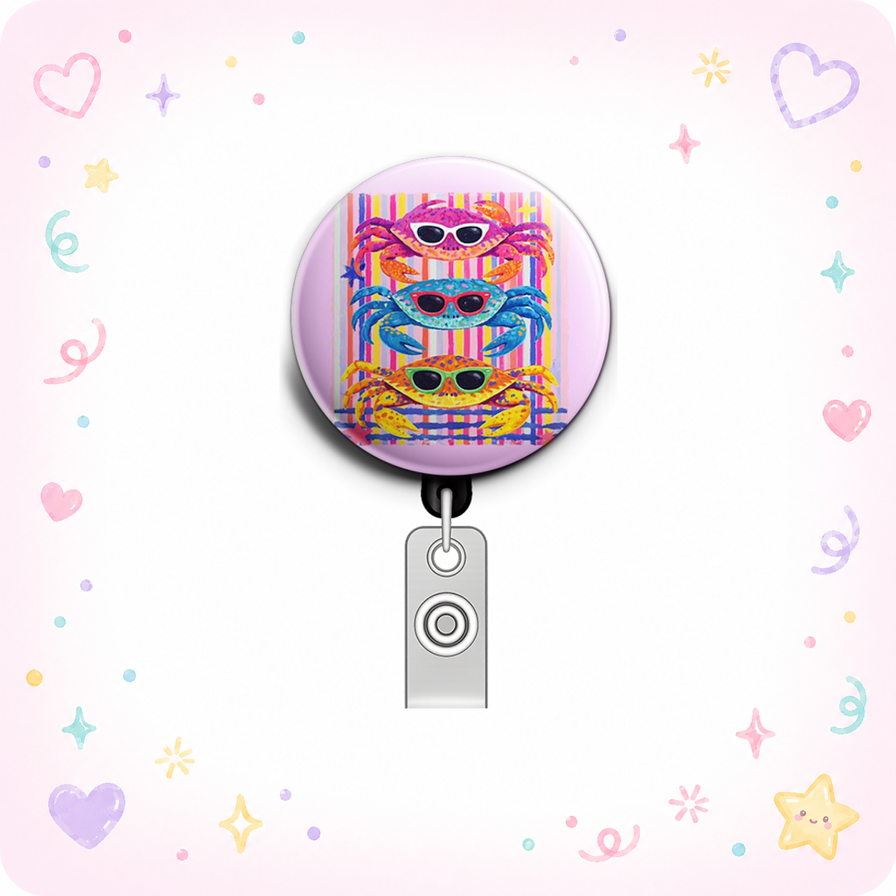 Crabby Beach Swapfinity Retractable ID Badge Reel - - Topperswap