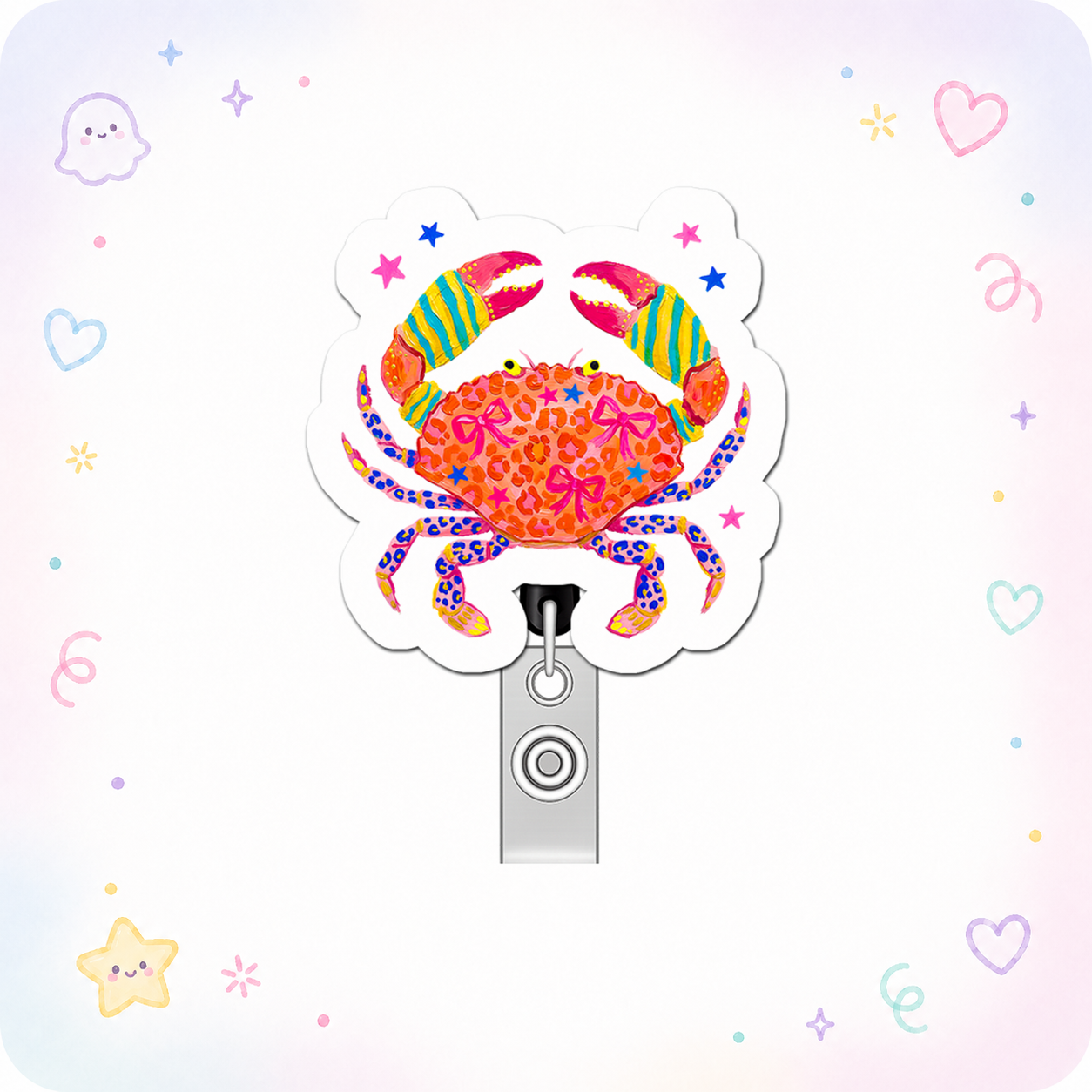 Crabby Caffeine Queen Pop Topper Swapfinity Retractable ID Badge Reel - - Topperswap