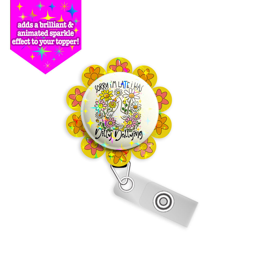 Dilly Dally Goose Swapfinity Retractable ID Badge Reel Bundle - Slide Clip / Black / Make it Sparkle - Topperswap