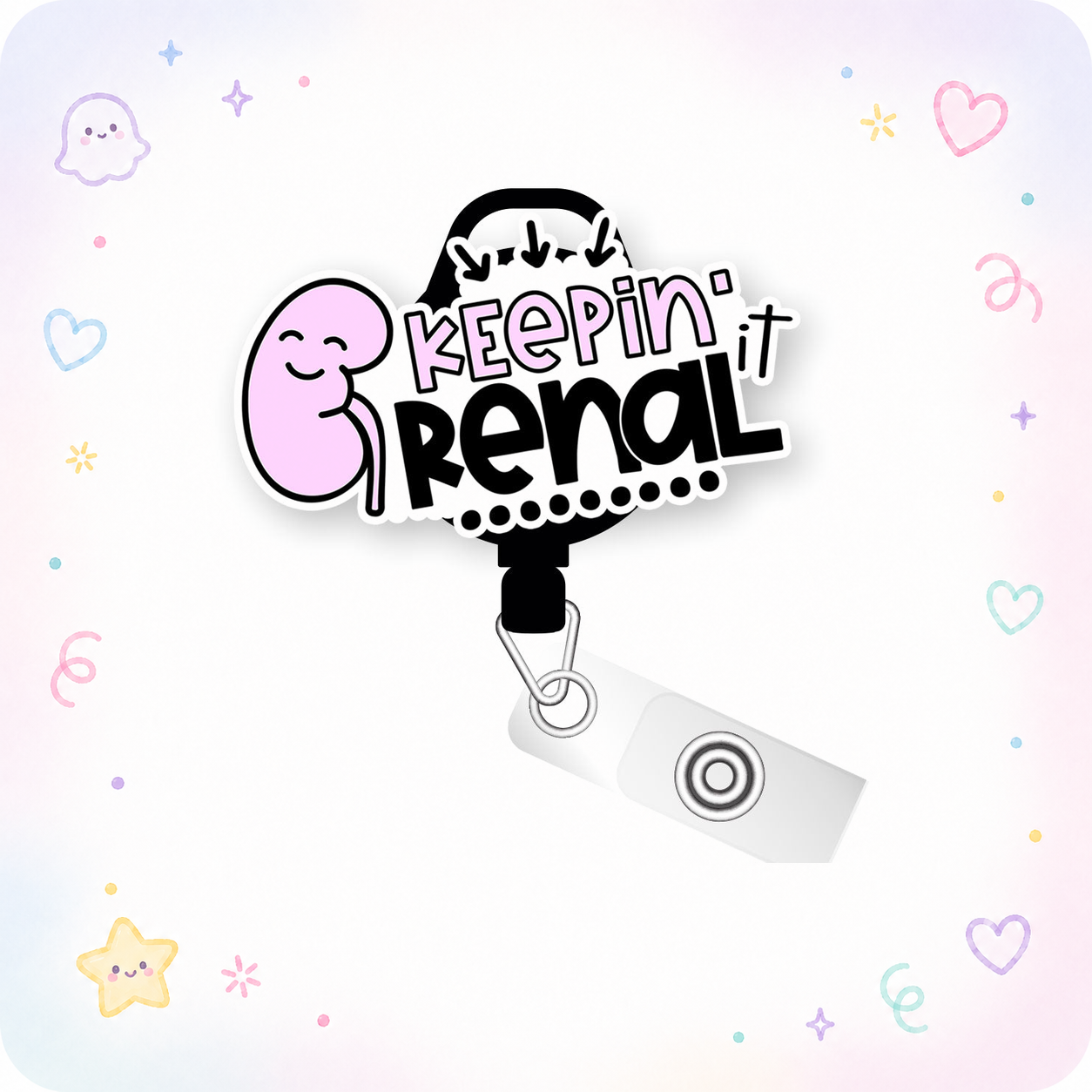 Keepin’ It Renal Pop Topper Swapfinity Retractable ID Badge Reel - - Topperswap