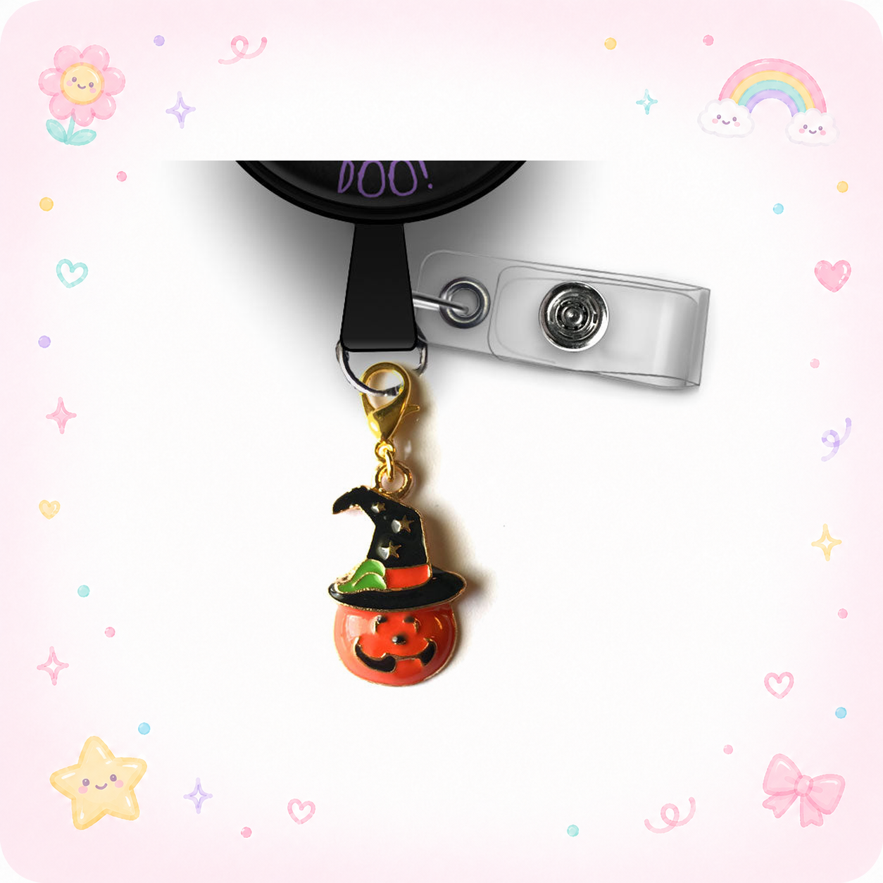 Pumpkin Witch Charm Badge Reel Add-on - Vault - - Topperswap