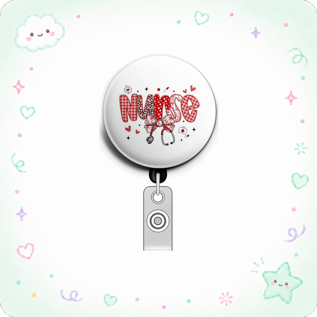 Nurse Love Swapfinity Retractable ID Badge Reel - - Topperswap