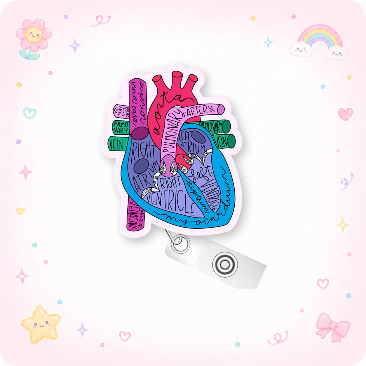 Heart Anatomy Pop Topper Swapfinity Retractable ID Badge Reel - - Topperswap