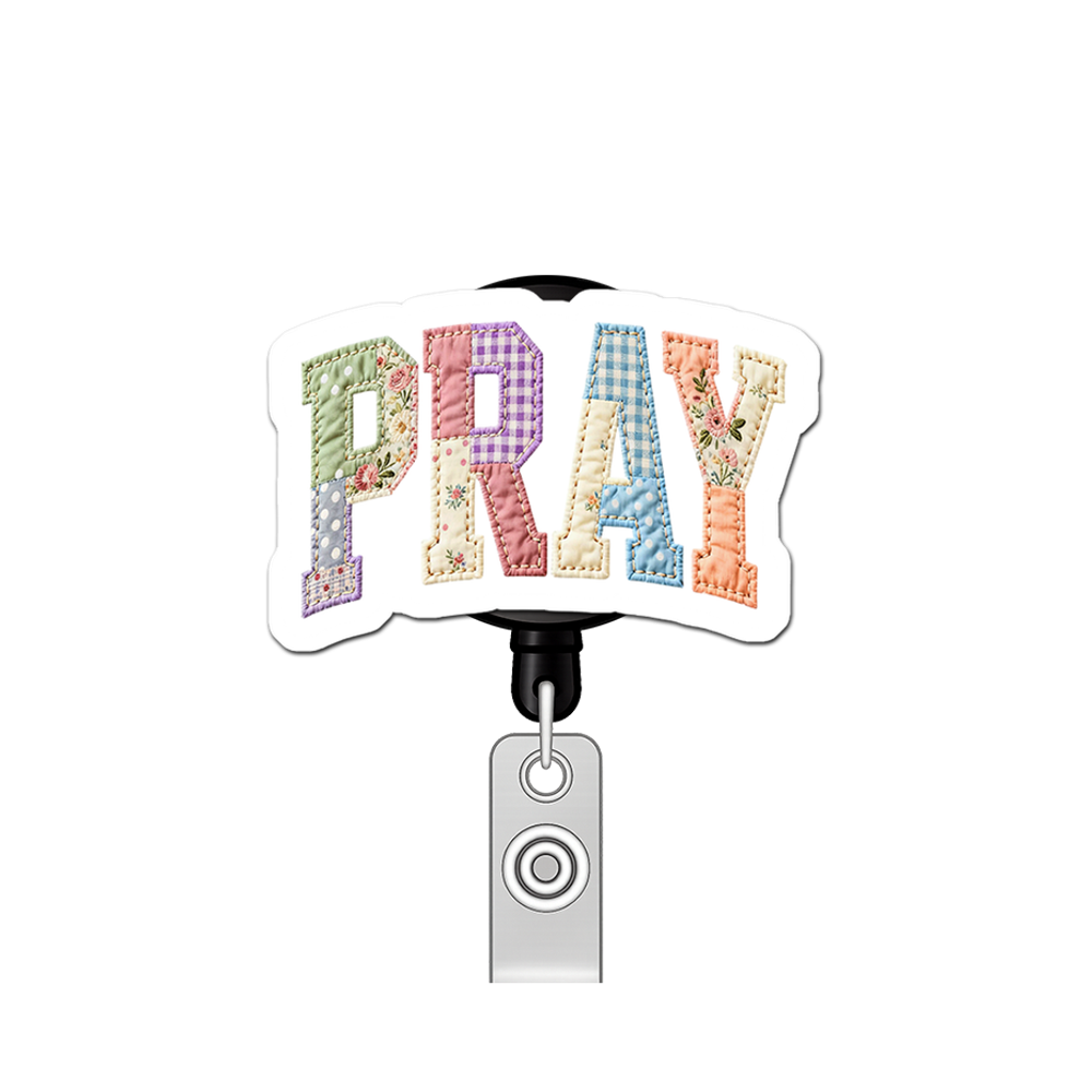 Patchwork Pray Power Pop Topper Swapfinity Retractable ID Badge Reel