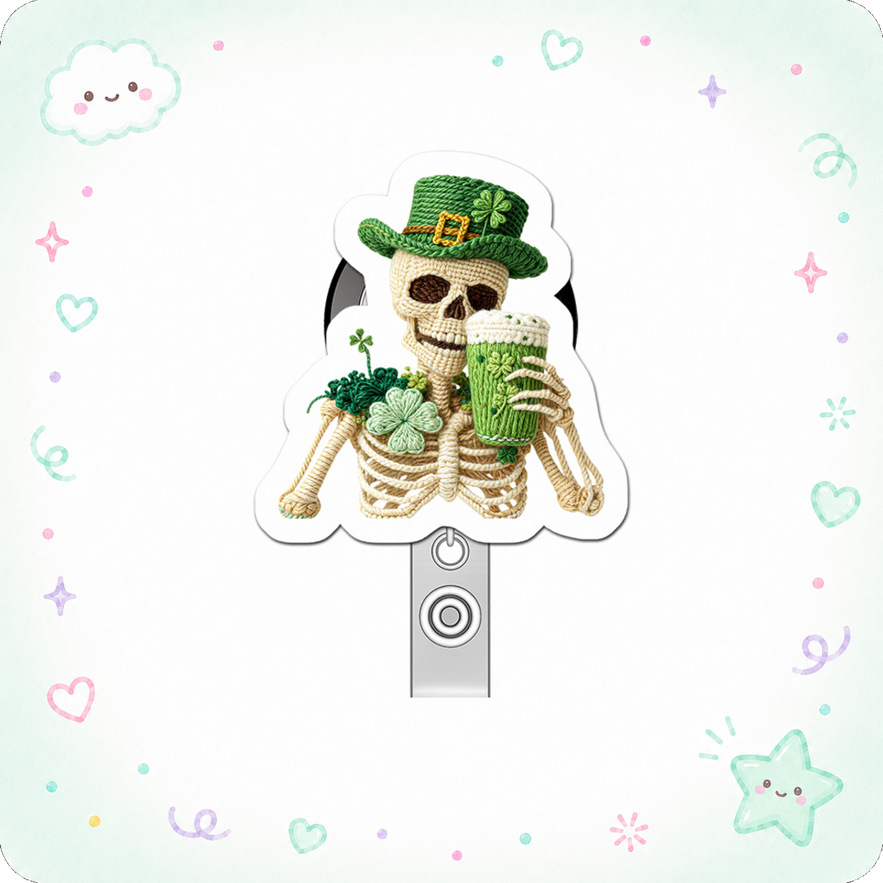 Lucky Leprechaun Legend Pop Topper Swapfinity Retractable ID Badge Reel - - Topperswap