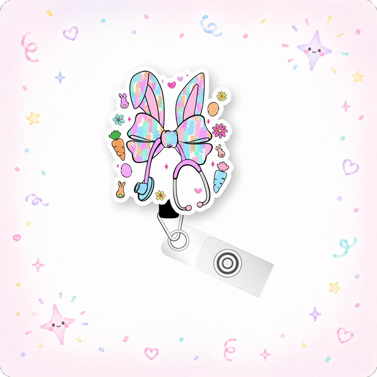 Easter Bunny Nurse Pop Topper Swapfinity Retractable ID Badge Reel - - Topperswap