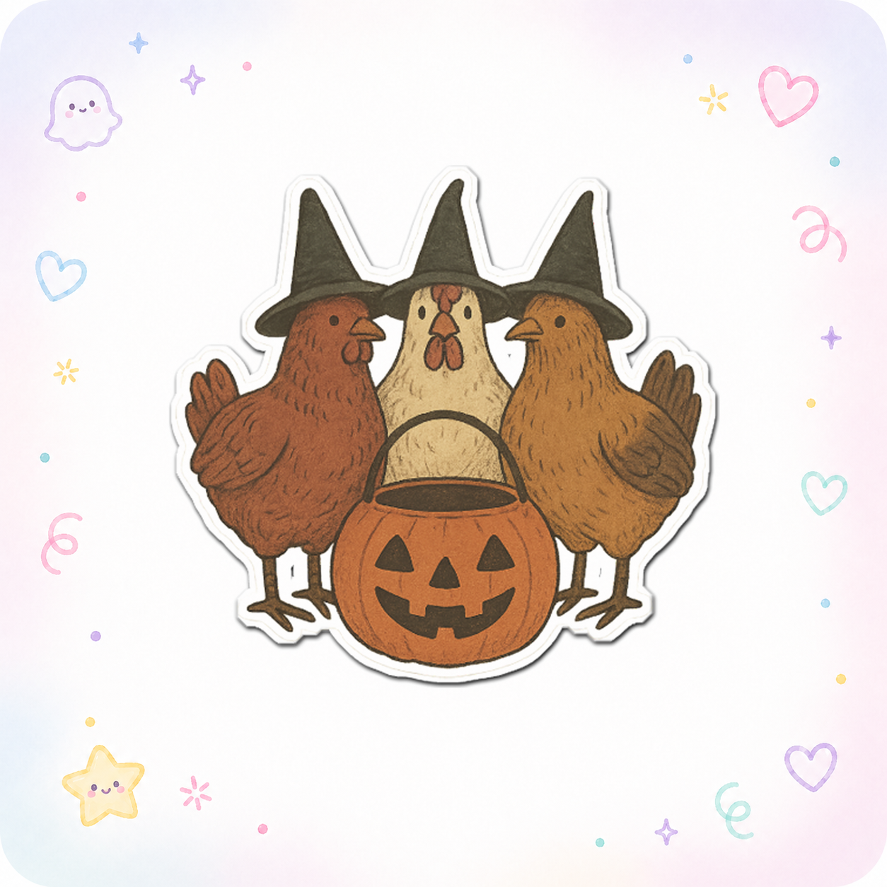 Witchy Chickens Sticker - - Topperswap