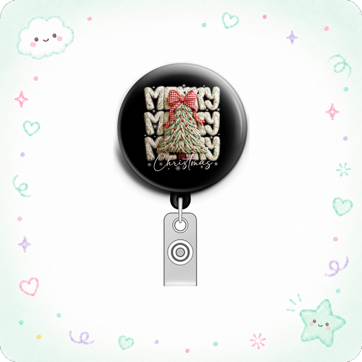 Merry Mistletoe Swapfinity Retractable ID Badge Reel - - Topperswap