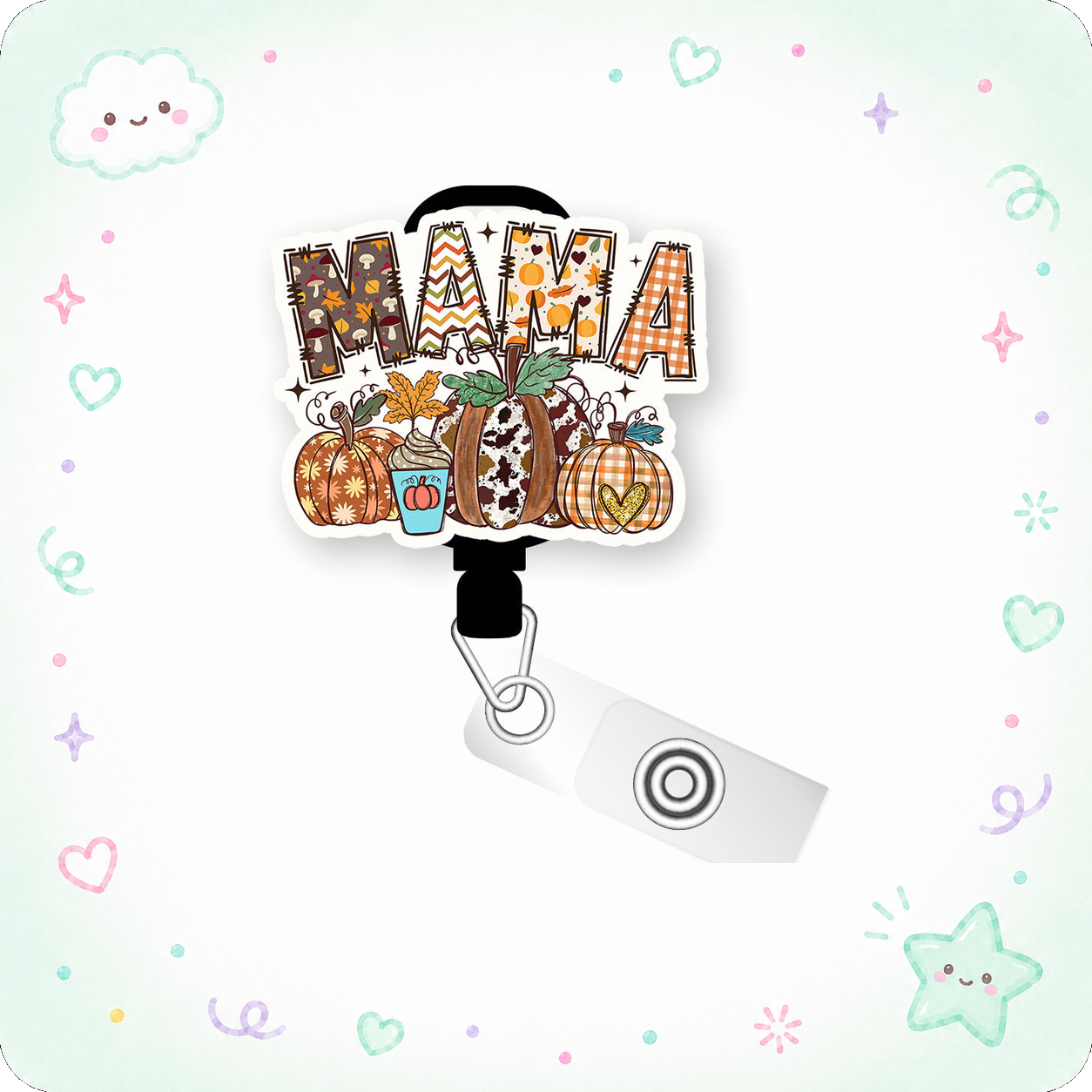 Mama’s Fall Collection Pop Topper Swapfinity Retractable ID Badge Reel - - Topperswap