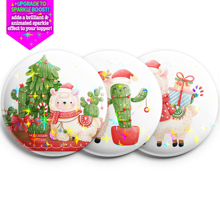 Christmas Llama & Cactus Topper 3-Pack (Save 5%) - - Topperswap