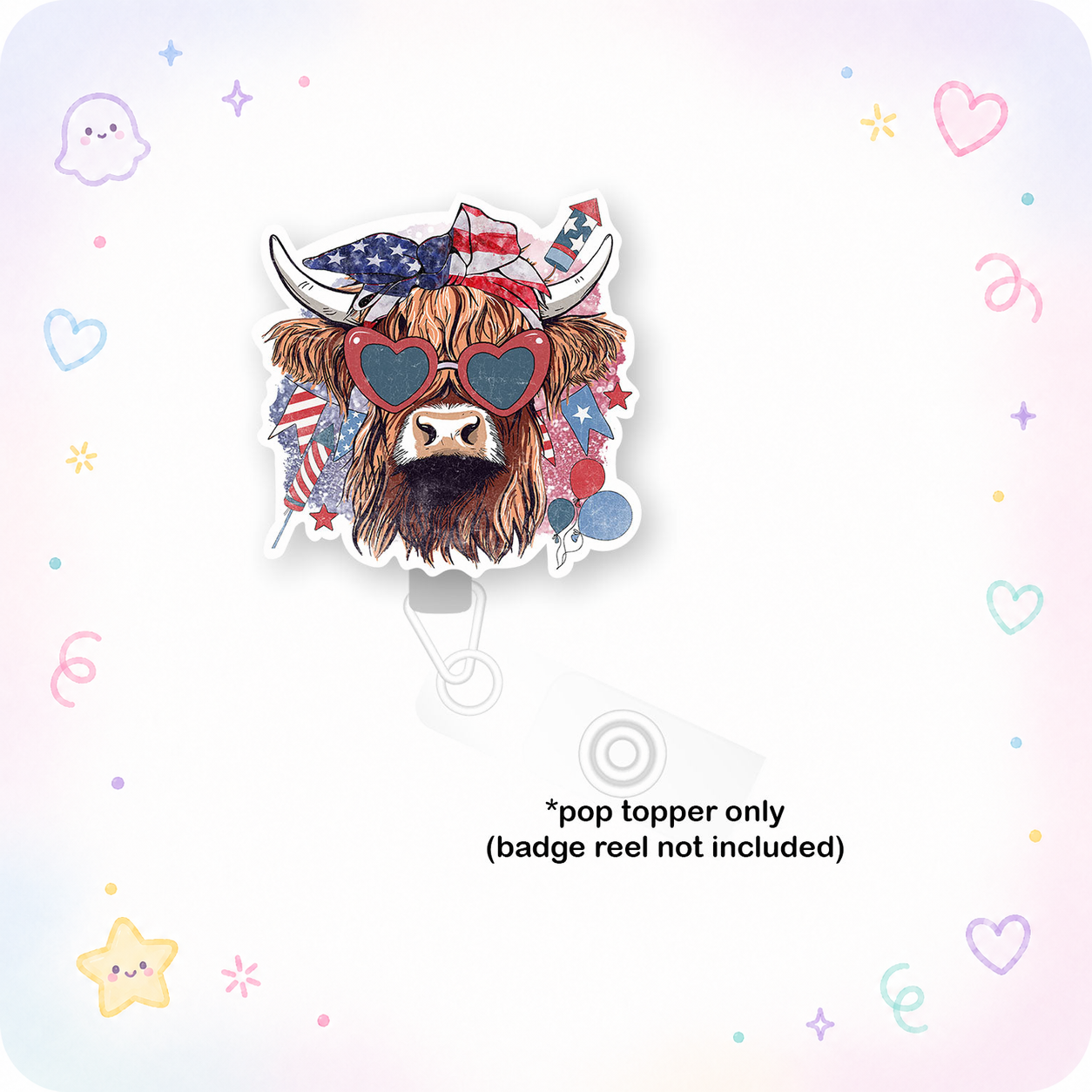 Classic Patriotic Cow Pop Topper - - Topperswap