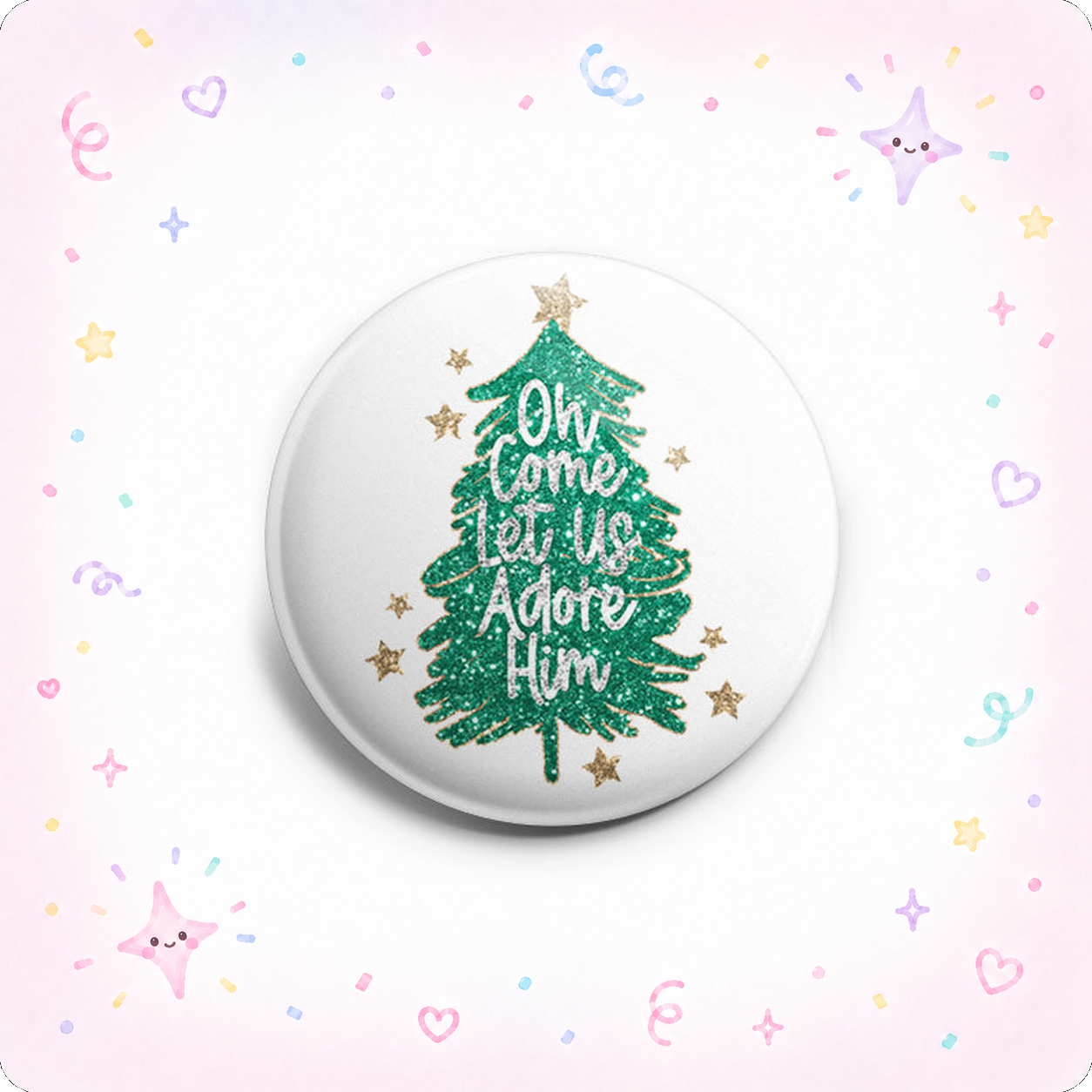 O Come, Let Us Adore Him - Glitter Tree Topper - - Topperswap